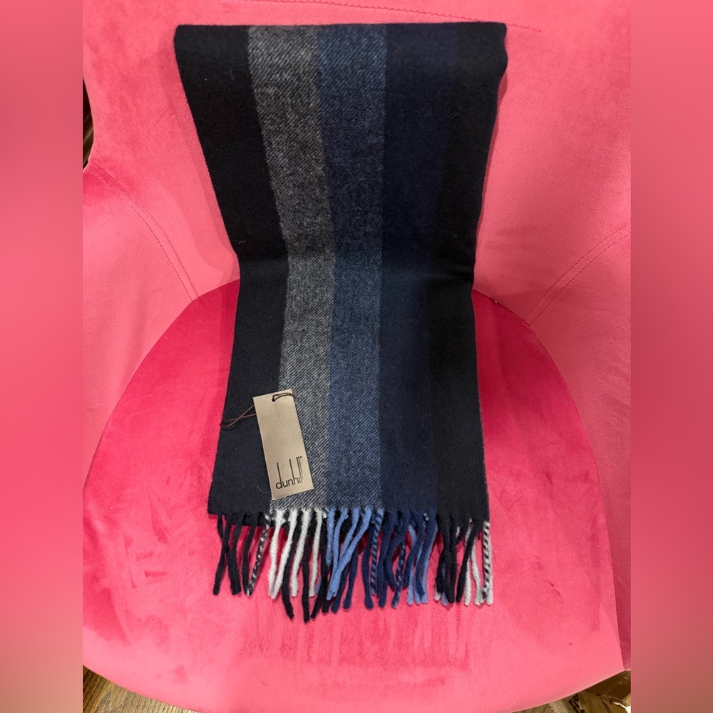 Dunhill Men's Scarf in Navy and Charcoal
